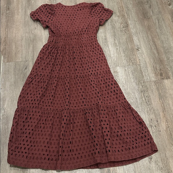 Anthropologie Somerset Maxi Dress Eyelet Edition Tiered Chocolate BROWN L - Picture 12 of 12